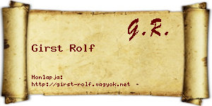 Girst Rolf névjegykártya